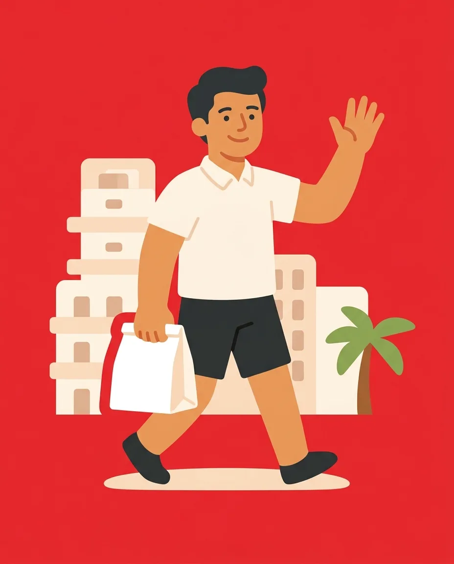 A neighbor delivering food on foot